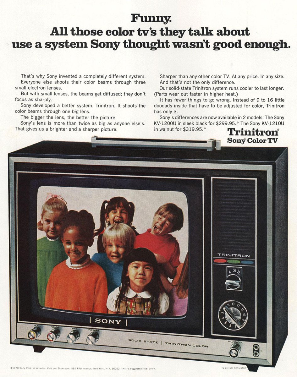 Anyway, after the TR-55, the next major breakthrough product from Sony was the 13-inch Trinitron, released in 1968  https://globaltechnologies.ca/the-consumer-electronics-hall-of-fame-sony-trinitron/