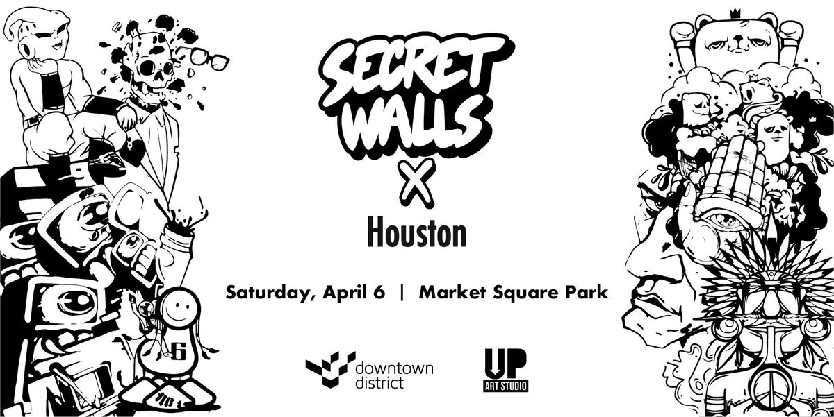 MarketSquareHou's tweet photo. Today is the big day! Join us for @secretwallshou + experience the excitement that comes with a live art battle, a breakdance showdown by @bgirlcity, an art market, music by DJ BBC + more. Rain or shine, we got you covered! See ya tonight. https://t.co/DJZuVRuMbL https://t.co/G31KsLbAXv