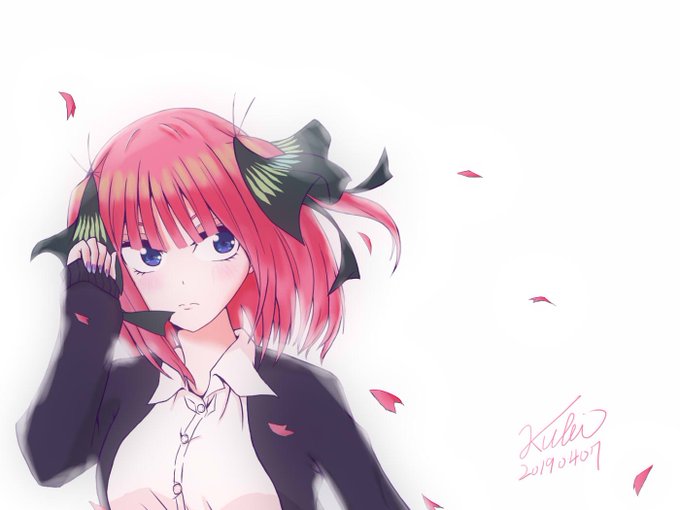 KuleiさんがTwitterに投稿した中野二乃(五等分の花嫁)のイラスト。