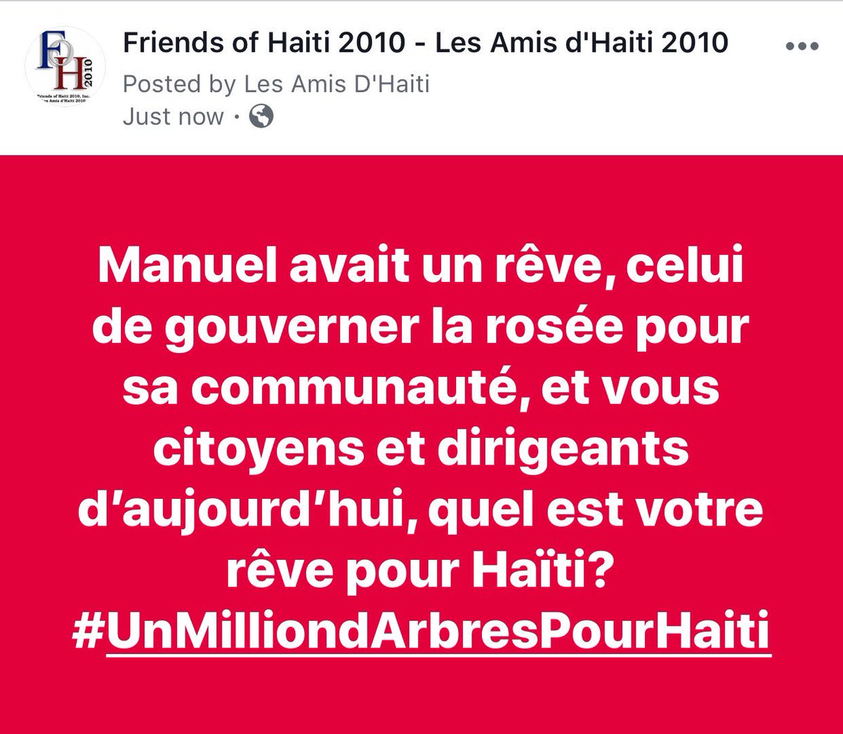 foh2010inc's tweet photo. #UnMilliondArbresPourHaiti #milliontreeshaiti #gouvernerlarosée  #communauté #haiti #hayiti #waterscarcity #climatechange #reboisement #deforestation #socialgood #haitireforestationcannotwait #AnviwònmanPaKaTann #tchalendjlawouze #sécheresse #gouverneursdelarosée #nyfoh2010 https://t.co/Oc9qzCt7Bn