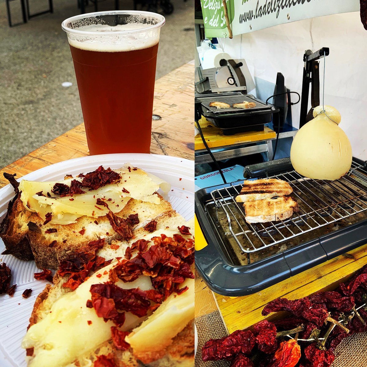 paolopasquale's tweet photo. Ho scoperto una nuova ragione di vita: la bruschetta col caciocavallo impiccato !!
Piatto lucano:#bruschetta,caciocavallo e peperone crusco, #godo!!
(Con #birraartigianale Fabula #Kamun, #IPA molto fruttata..)
#birra #beer #craftbeer #localfood #streetfood #Genova https://t.co/pwYgWRyqBw