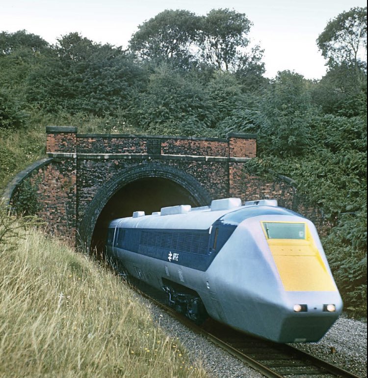 APT-E emerges from Saxelby Tunnel at around 100mph on the Old Dalby ...