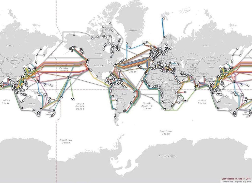 MapScaping's tweet photo. All the underwater fiber optic cables that provide the internet throughout the world. Source: https://t.co/XfuIIK5eMB
Is this the best example of global infrastructure?
#geography #geographyteacher #internetmap https://t.co/3xkZP8zF41