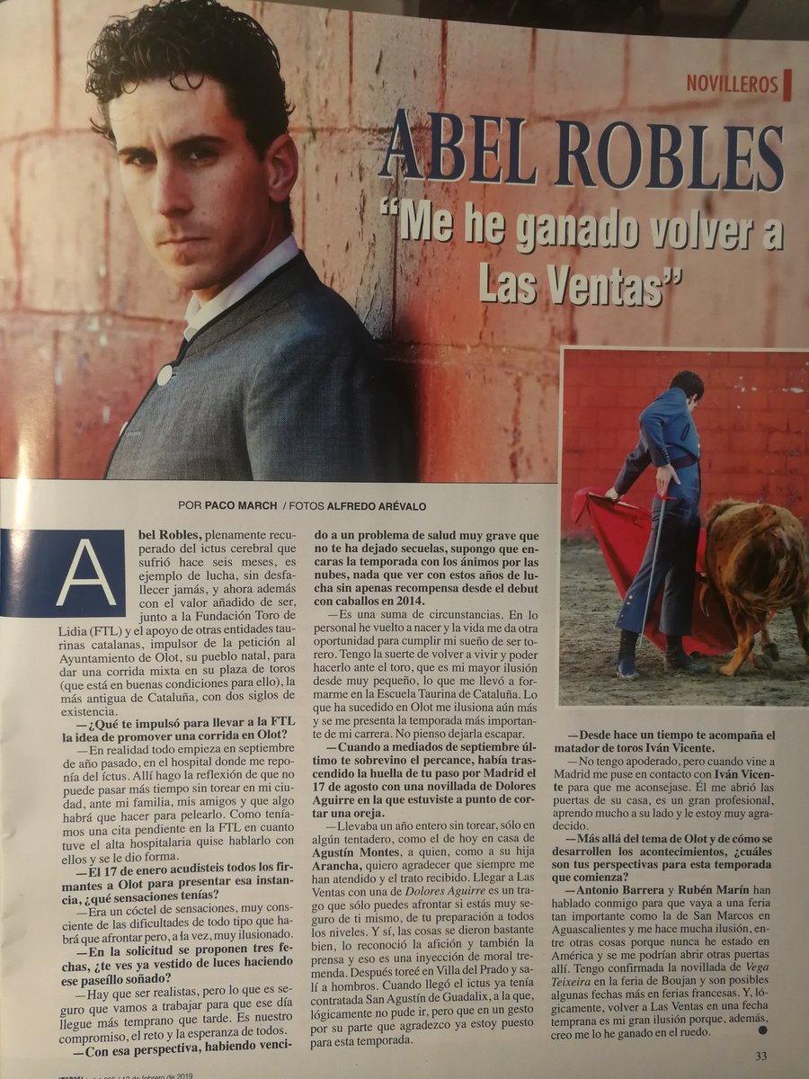 Se anuncia frio y lluvia pero mañana estaremos en <a href="/LasVentas/">Plaza de Las Ventas</a> con <a href="/AbelRobles_/">Abel Robles</a>  , ejemplar por tantas cosas. Y,  más temprano que tarde, en Olot (se pongan como se pongan) .
#CatalunyaTaurina