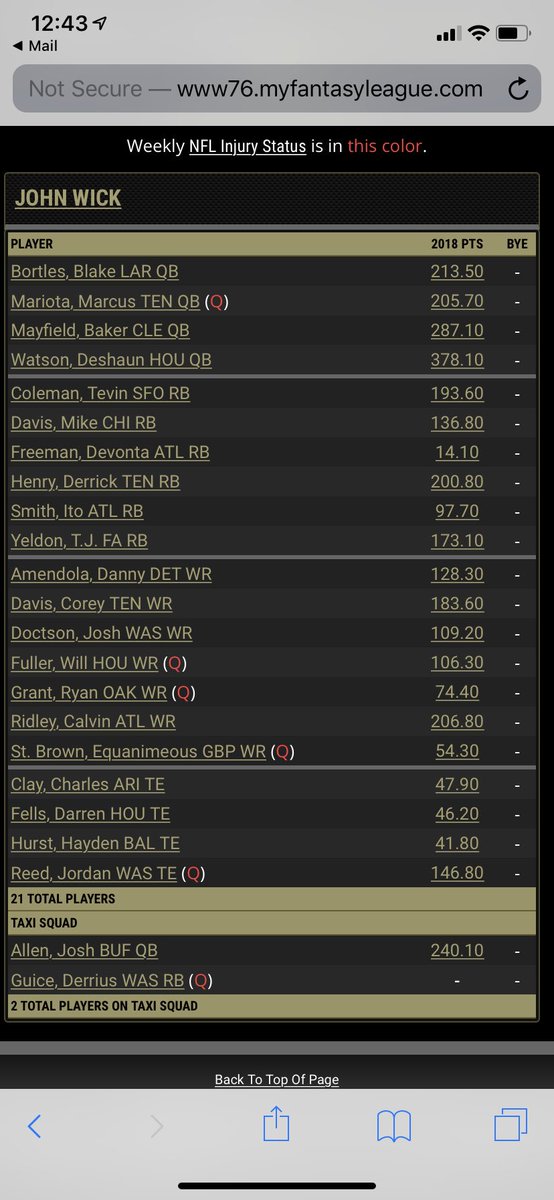 Dynasty_Rico's tweet photo. Looking for new owner for this team in a dynasty league.  Buy in $30 +mfl fee. Roster in photo.  
Settings and Bylaws here: https://t.co/arXg3kCV4s https://t.co/yj7mo3nxcC