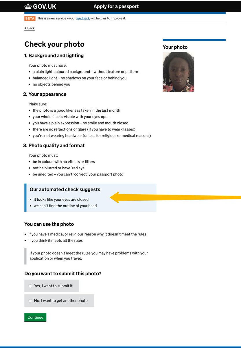 CatHallam1's tweet image. Today, I simply wanted to renew my passport online. After numerous attempts and changing my clothes several times, this example illustrates why I regularly present on Artificial Intelligence/Machine Learning bias, equality, diversity and inclusion. #passport