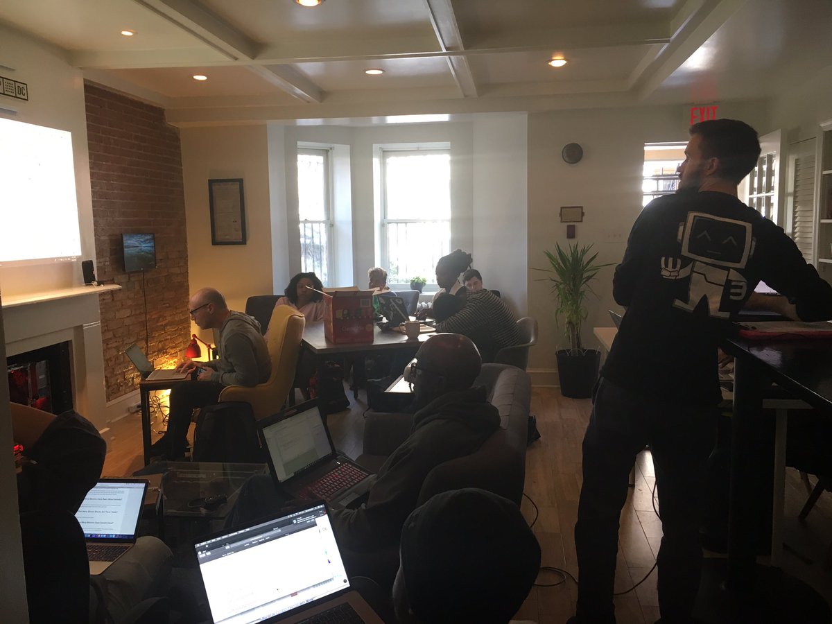 PresentJohan's tweet photo. The Smart Contract Development never stops! It’s past 2 pm and we’re still going! #BUIDL @BlockShopDC @HUBlockchainLab @pi0neerpat https://t.co/c2tINpCVnK