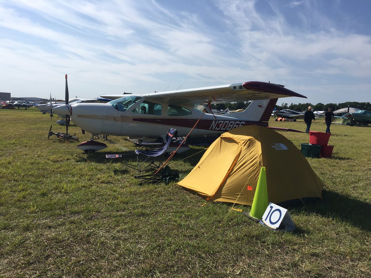 OutsideOklahoma's tweet photo. So here’s a unique camping ⛺️ experience. Camping with your airplane at the annual Sun ‘n Fun Fly-in this week in Lakeland, Florida. 150,000+ attendees. Second only in size  to the Oshkosh Wisconsin Fly-in. #camping #aviation https://t.co/02aqeiHPuz