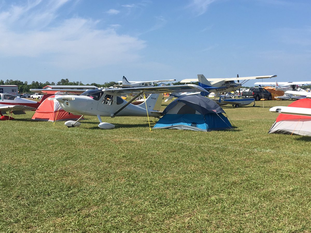 OutsideOklahoma's tweet photo. So here’s a unique camping ⛺️ experience. Camping with your airplane at the annual Sun ‘n Fun Fly-in this week in Lakeland, Florida. 150,000+ attendees. Second only in size  to the Oshkosh Wisconsin Fly-in. #camping #aviation https://t.co/02aqeiHPuz