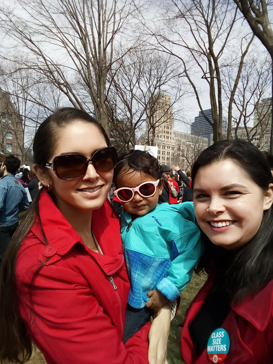 SkylarMaharaj's tweet photo. At the #RallyforEducation with my sister and my niece, standing up for high quality public education and my niece's future. #CutsHurtKids #BabysFirstProtest https://t.co/BjOtHR7kfM
