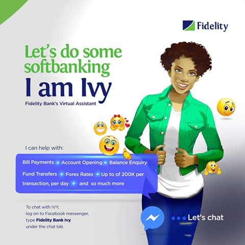 Chinedum_Ebogu's tweet photo. Hi Guys meet IVY your virtual Assistant she will handle all your banking transactions seamlessly this weekend
#FidelityBankIvy #FidelityGAIMPromo #FidelityFlashKey https://t.co/exqimoHhfM