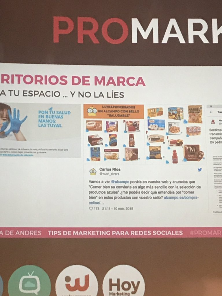 ggmmcris's tweet photo. Marketing real y veraz que muestra la realidad #realfooding @nutri_rivers en la ponencia de @patdeandres en #PROmarkeringDAY @promarketingday @aulaCM https://t.co/ny89noo6tr