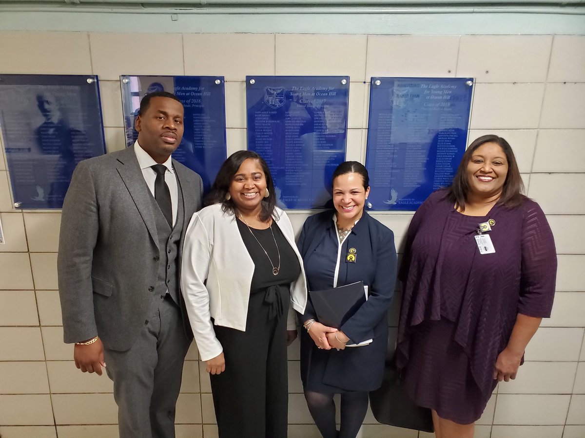 EagleAcademyII's tweet photo. We were happy to have our distinguished guest visit Eagle Academy Ocean Hill on Friday. 
Dr. Miatheresa Pate (Community School District 23's Superintendent), Cheryl Watson-Harris (NYCDOE First Deputy Chancellor) and Karen Watts (Executive Superintendent NYCDOE). https://t.co/DHJW0bwE8e