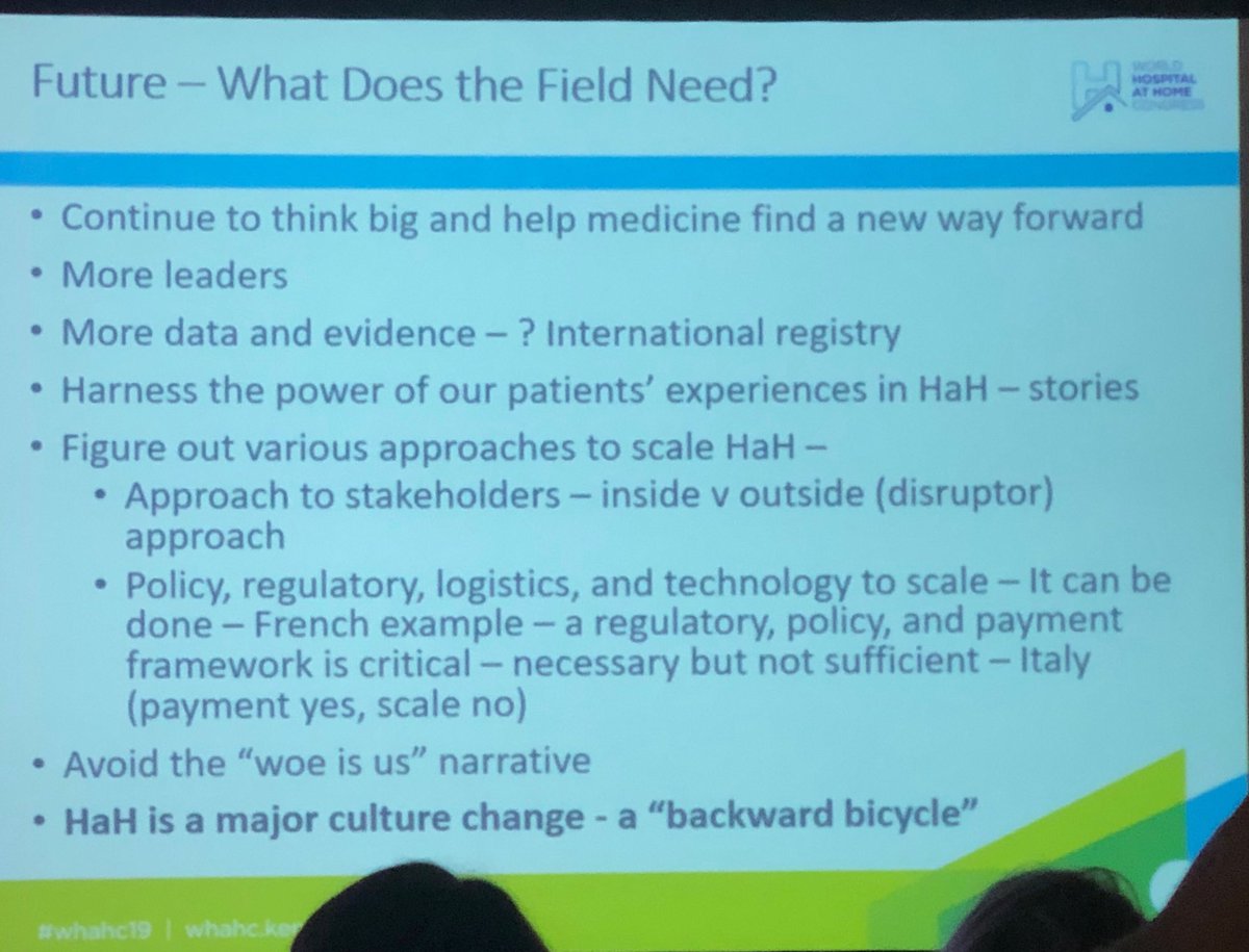 PeterCHunter's tweet photo. Great day2 #WHAHC19 with 2 standout highlights. ⁦@C_Davenport_MD⁩ talking about HaH from a moral &amp; ethical perspective &amp; Prof Leff summarising the Congress and throwing down a challenge to the HaH tribe 2 create the future and help shift the power equation back to patients https://t.co/K9nX1FRckZ
