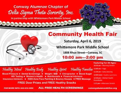 thelupusliar's tweet photo. Congrats to the Conway Alumnae Chapter of Delta Sigma Theta Sorority, Inc. on another successful Community Health Fair! #lupusisreal #lupus #lupusawareness @dstinc1913 @patientslikeme @LDA_SC @MUSChealth @GSK https://t.co/ecef6yJ9jN