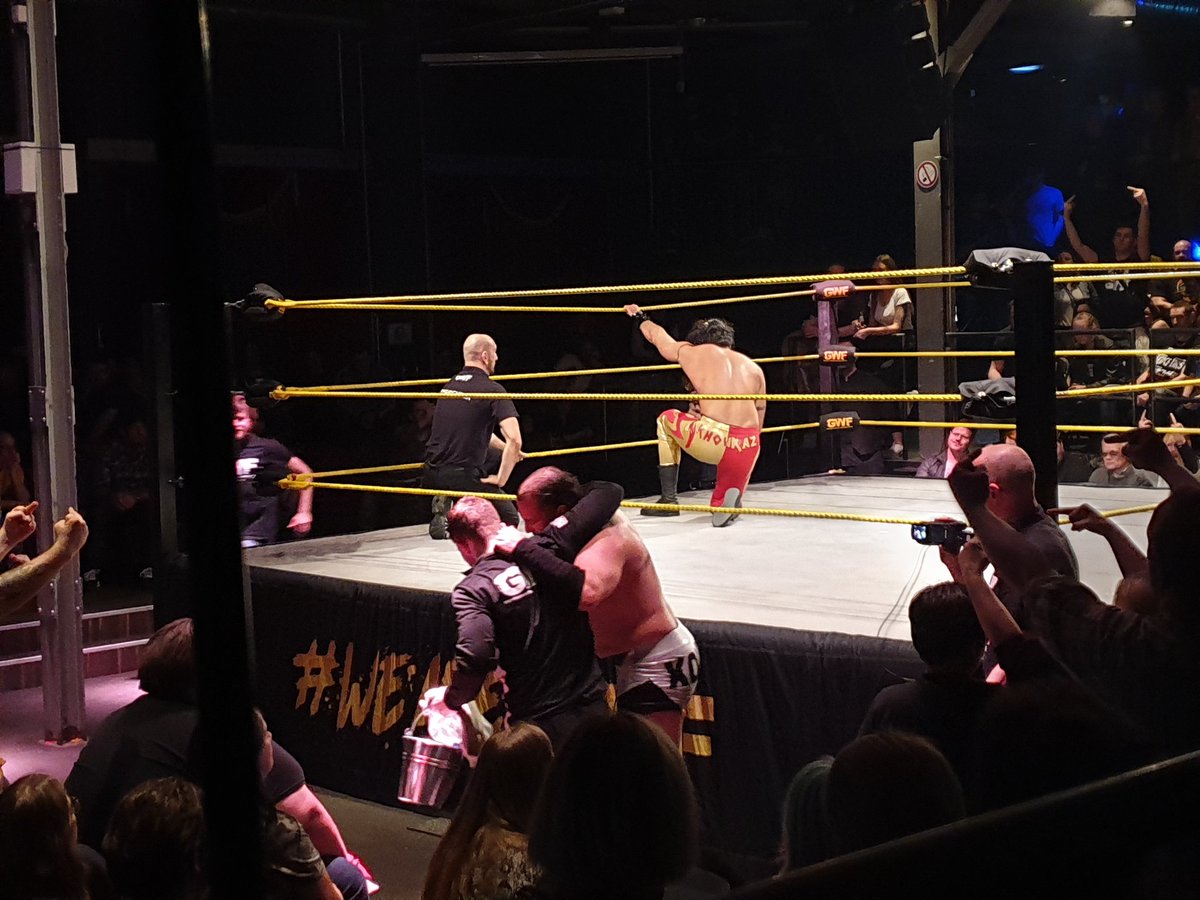 WeAreGWF's tweet photo. Thanks to help by @lazar_gwf #MichaelKovac wins against #GeorgesKhoukaz and gets a Mystery Mayhem envelope! https://t.co/TD9Q1Am342