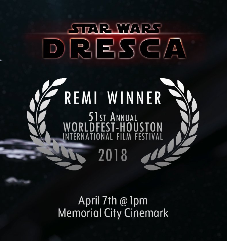 STAR WARS: DRESCA is a Remi Winner <a href="/worldfest/">worldfest</a> and will be screening there on Sunday at 1pm! Tickets and details can be found here: universe.com/events/science…