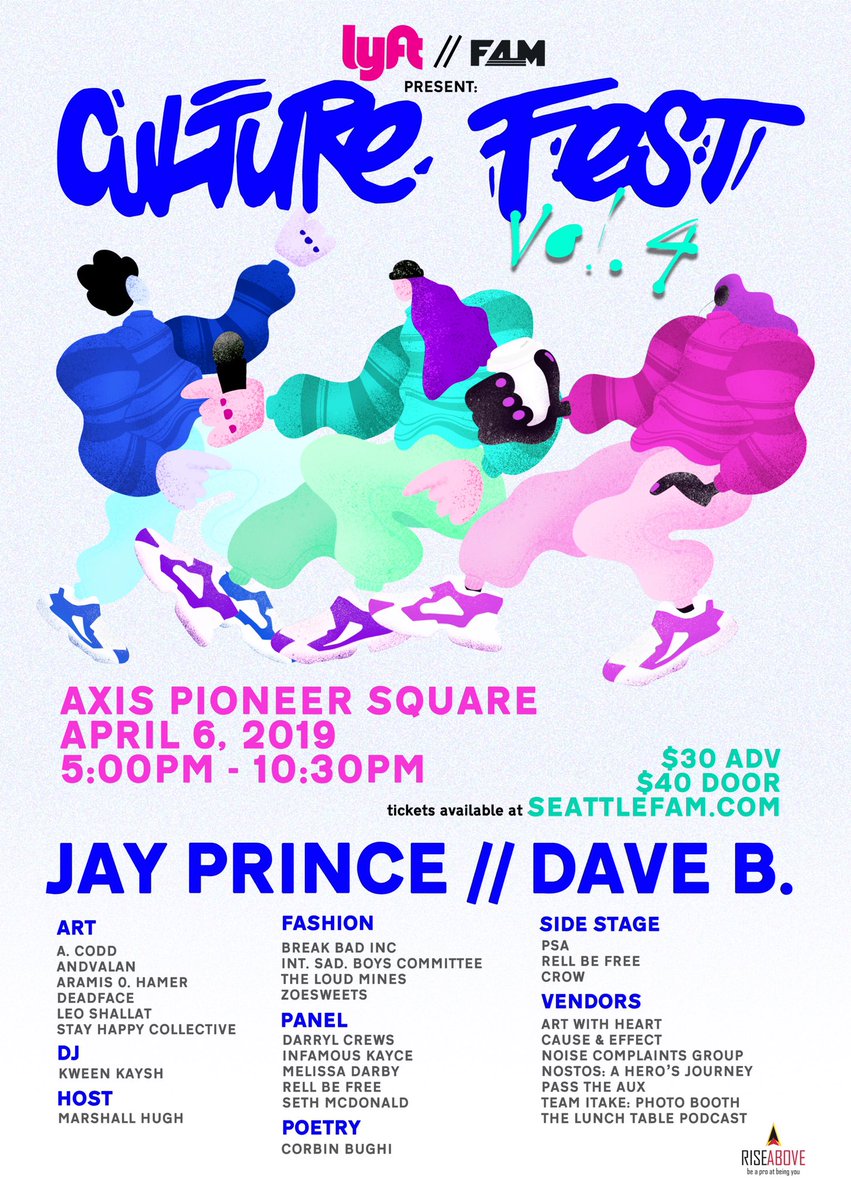 LifexSeth's tweet image. Some dear friends of mine over at @Seattle_FAM &amp;amp; I have come together to throw a sweet event tonight called Culture Fest Vol. 4.

Jay Prince from London &amp;amp; Dave B. from Seattle will be performing + fashion, art &amp;amp; other dope musical artists will be on display.

c u 2nite Seattle‼️