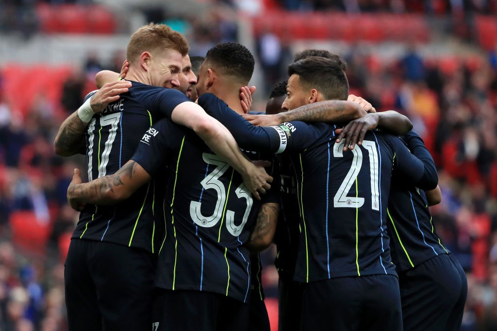 Los jugadores del City celebran el gol de Gabriel Jesús (@ManCity).