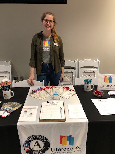 WeServeKC's tweet photo. @LiteracyKC is back again at the Serve KC Volunteer Fair 2019.  They need your help!  #ServeKC #ServeKCVolunteerFair https://t.co/Trp0JMAM2P