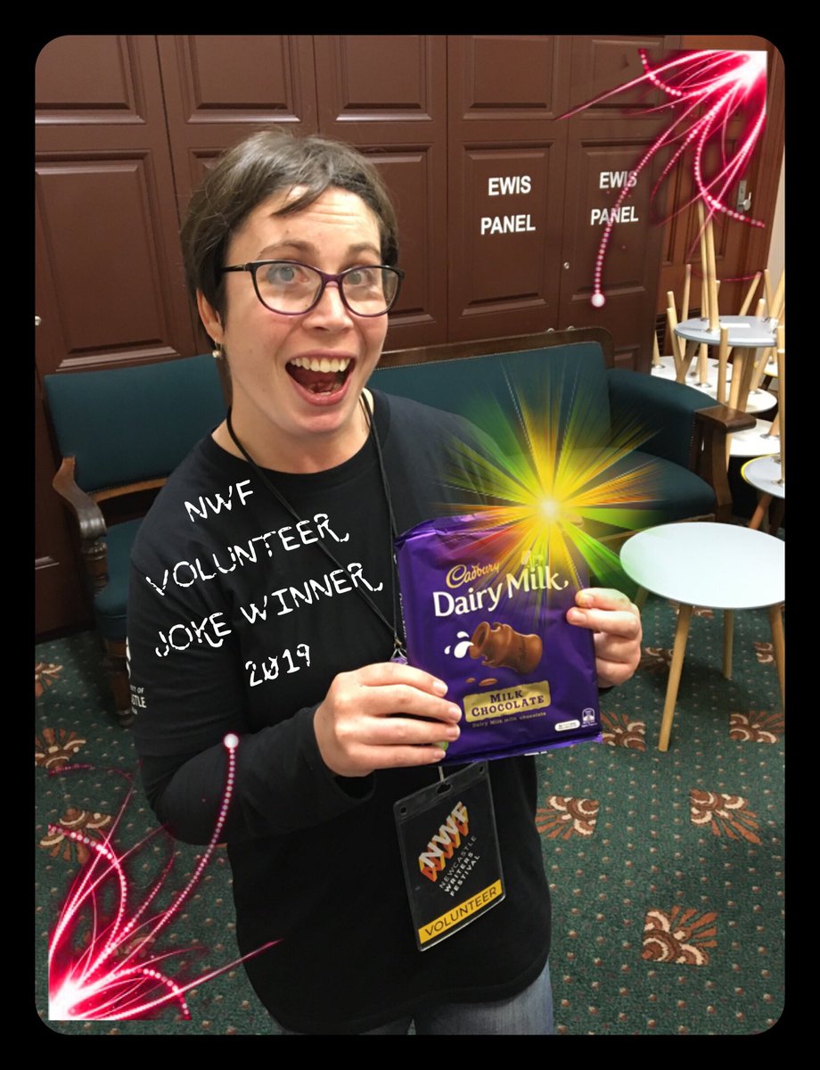 shereechristo's tweet photo. Winner of the inaugural Newcastle Writers Festival Volunteers Joke Competition. Chocolate! #nwf19 https://t.co/WzViJNLMtx