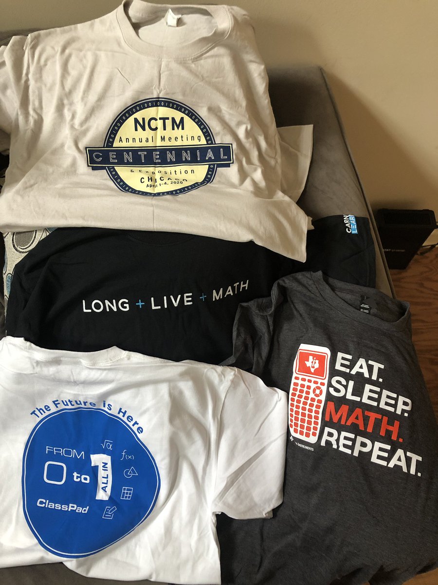 MathGirlMagic's tweet photo. MathSwag! So excited about my new math shirts! Thank you @NCTM @TICalculators @carnegielearn @classpadnet for my awesome gear! See ya next year in Chicago!
#ItsAMathThing #GirlsTeachMath #NCTMSD2019 #Math https://t.co/Ovlb1n2ib8