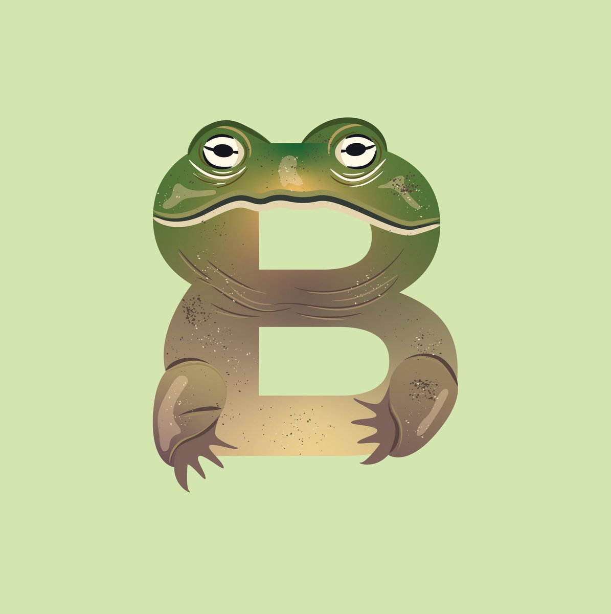 B for #bullfrog 🐸 #36daysoftype #scicomm #sciart #illustration