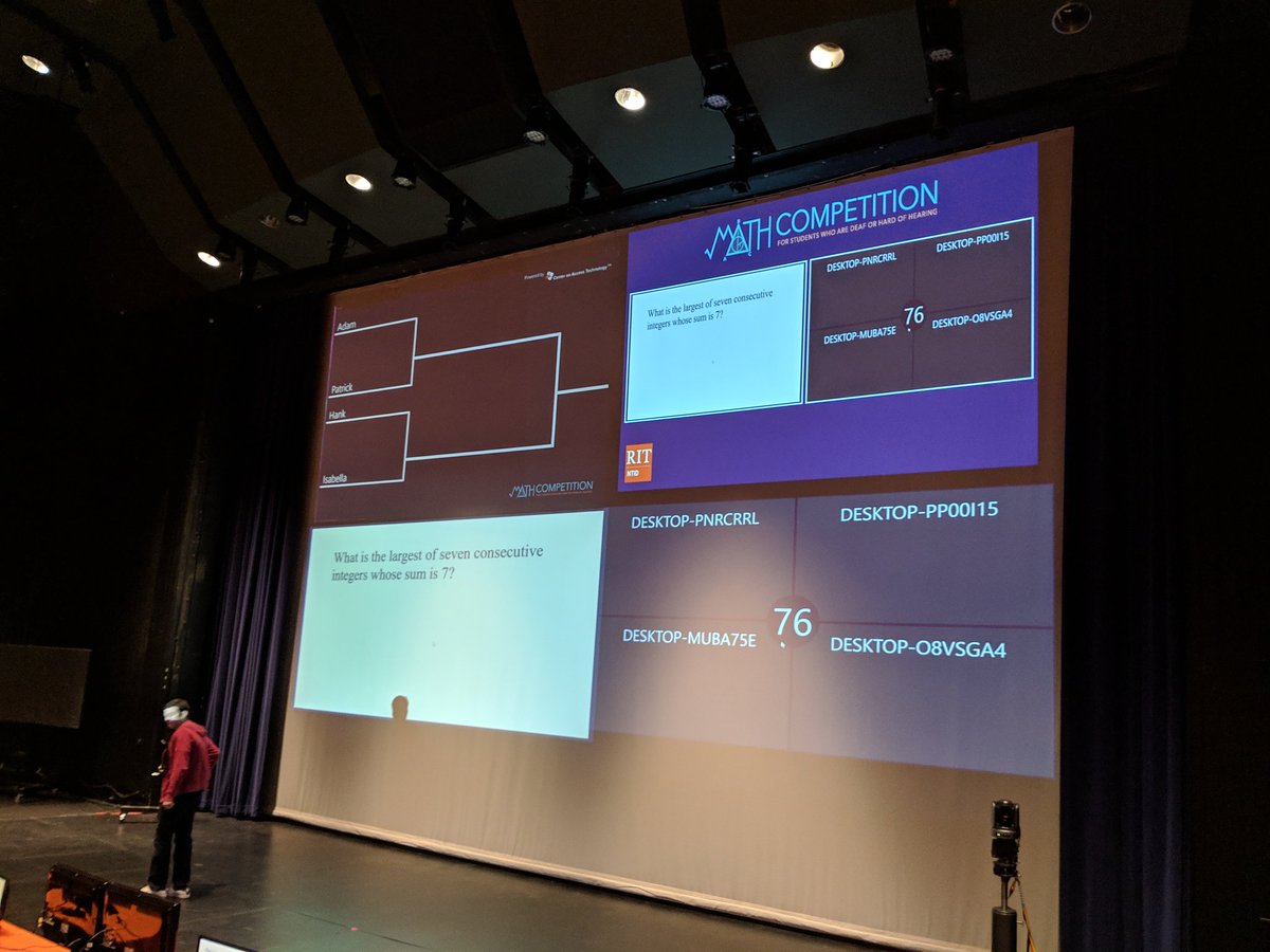brianptrager's tweet photo. #NTIDMathCompetition2019 is underway! Proud of my team developing an inclusive solution for DHH middle school students to compete on a national level! https://t.co/WbTGYAdbDi