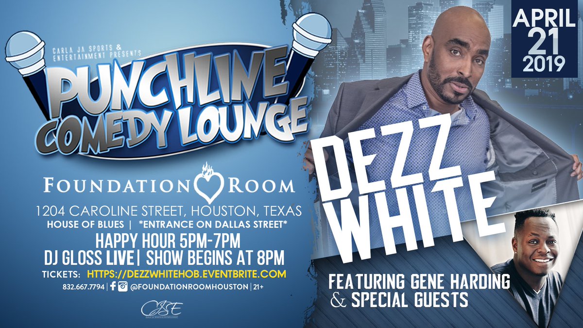 ItsDezzWhite's tweet photo. For my people in Houston that keep asking when is my next show in the city. Welp come 🤣 and 🍸🥂 one with your people .@HOBHouston April 21st #TheWaitIsOver #RealComicShit https://t.co/cH3TLdzYWF