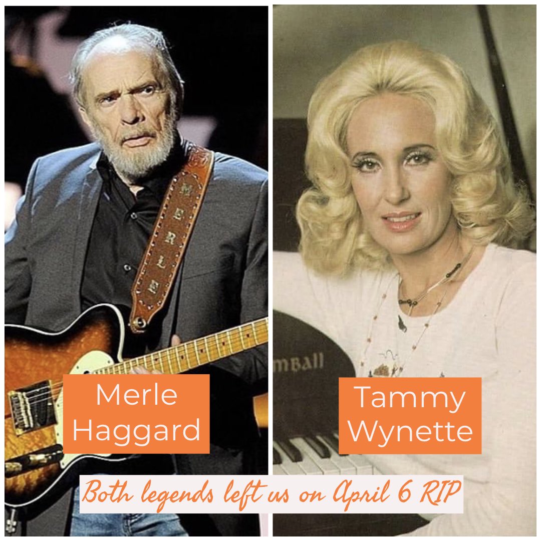 Country_Vault's tweet photo. Merle Haggard born April 6, 1937; died April 6, 2016. Tammy Wynette born May 5, 1942; died April 6, 1998.

We love having songs by both of these legends in our show! #realcountrymusic #merlehaggard #tammywynette #ThisDayinHistory #raidingthecountryvault https://t.co/HDKCEsgrWv