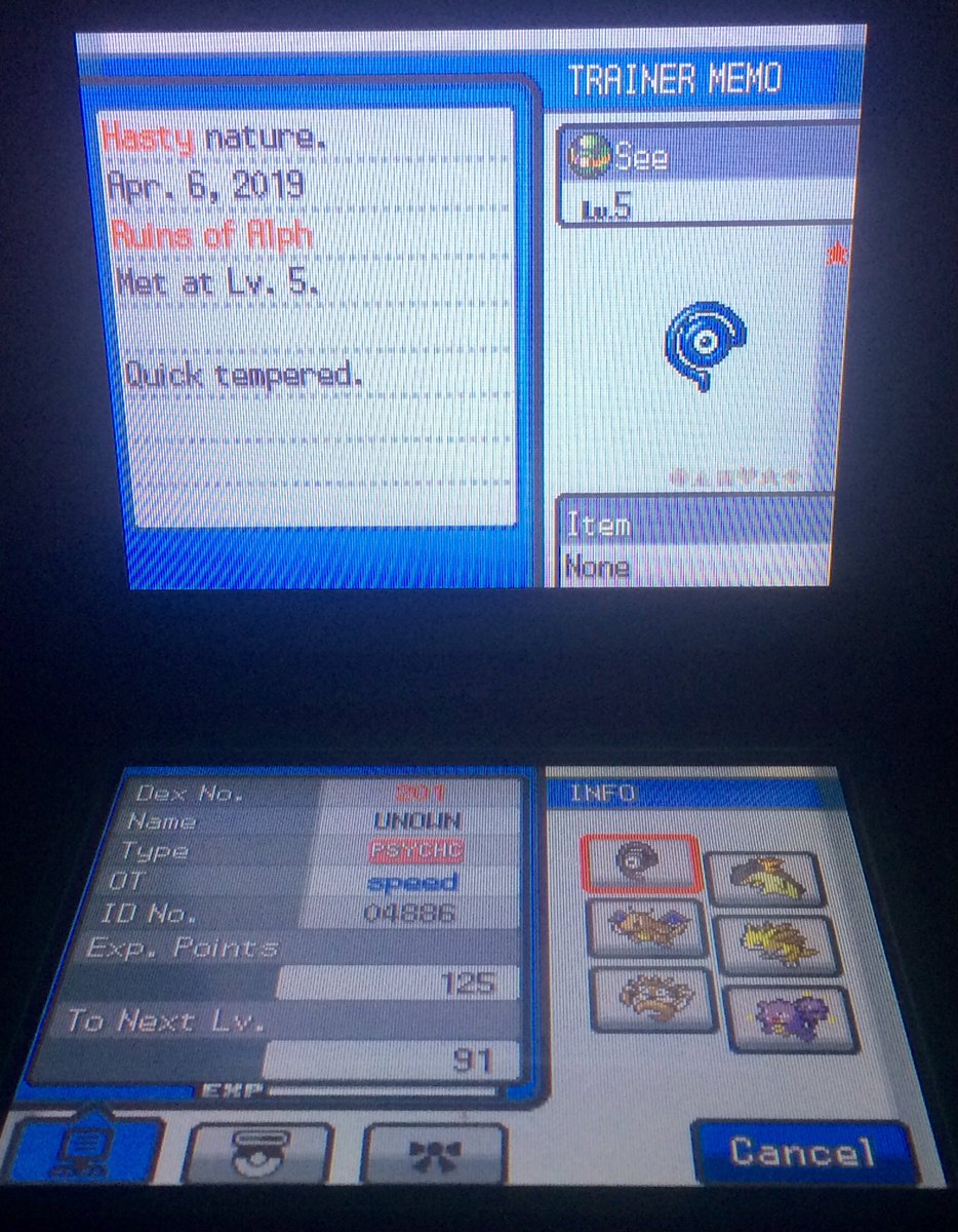 speed0373's tweet photo. Shiny Unown C after only 1233 RE in SoulSilver! Its for the Unown Challenge 2019, so now I need to figure out what to hunt next :D #UC2019 https://t.co/rnnwLPG0De