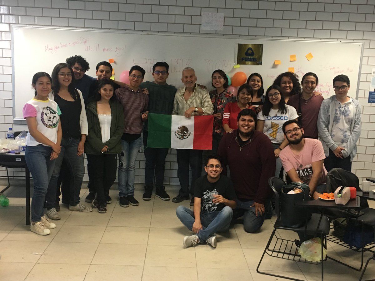 DFesacatlan's tweet photo. We organized a #farewell party for #MikeRose, former #dutyeditor of the @bbcworldservice. Mike was in charge of the #SpeakingForum at @CEI_ACATLAN and of 2 groups of the #EnglishTeaching #BAProgramme. We'd like to thank him for the #remarkable work he did for our students. https://t.co/qvoXDx9TTu