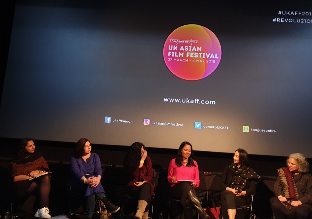 At the screening and panel discussion of Brick Lane. What an inspiring panel of fantastic women discussing themes such as defiant sexuality, gentrification & secular identities in the face of rising fundamentalism @cometoUKAFF #revolu21on #monicaali