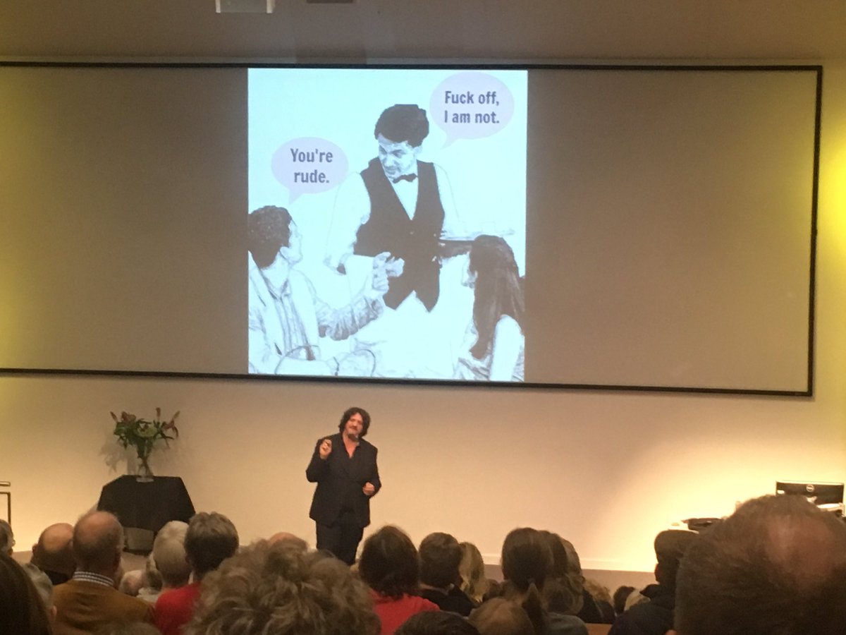 LouiseLoxley's tweet photo. “I don’t need to know the family tree of each vegetable” A hilarious gallop through terrible dining experiences  @jayrayner1 @camlitfest #dininghell https://t.co/6AEdt19n1z