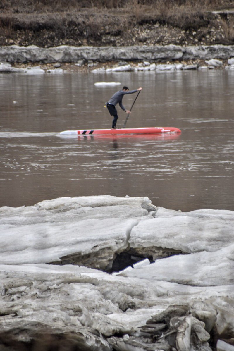 Coffee_Baileys's tweet photo. This was a sight to behold today along the river - When I first spotted him he was paddling west - against the current! Stay safe & dry dude! #yeg #trekthetrails #connectthetrails #rundlepark #paddleboard #yegwx https://t.co/tKkpGMvsb0
