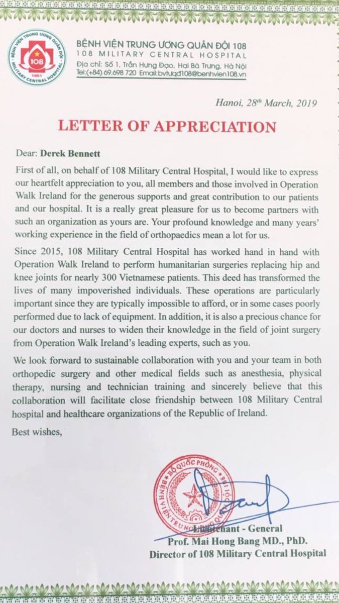 mayomedicalcbar's tweet photo. #OperationWalkIreland #charity #Lifechangingsurgery #orthopaedics #hipsandknees #Ireland #Hanoi #Irishvolunteers Medics and volunteers back home again after completing 100 joint surgeries #Hanoi #Vietnam https://t.co/9UaJGFCtq3