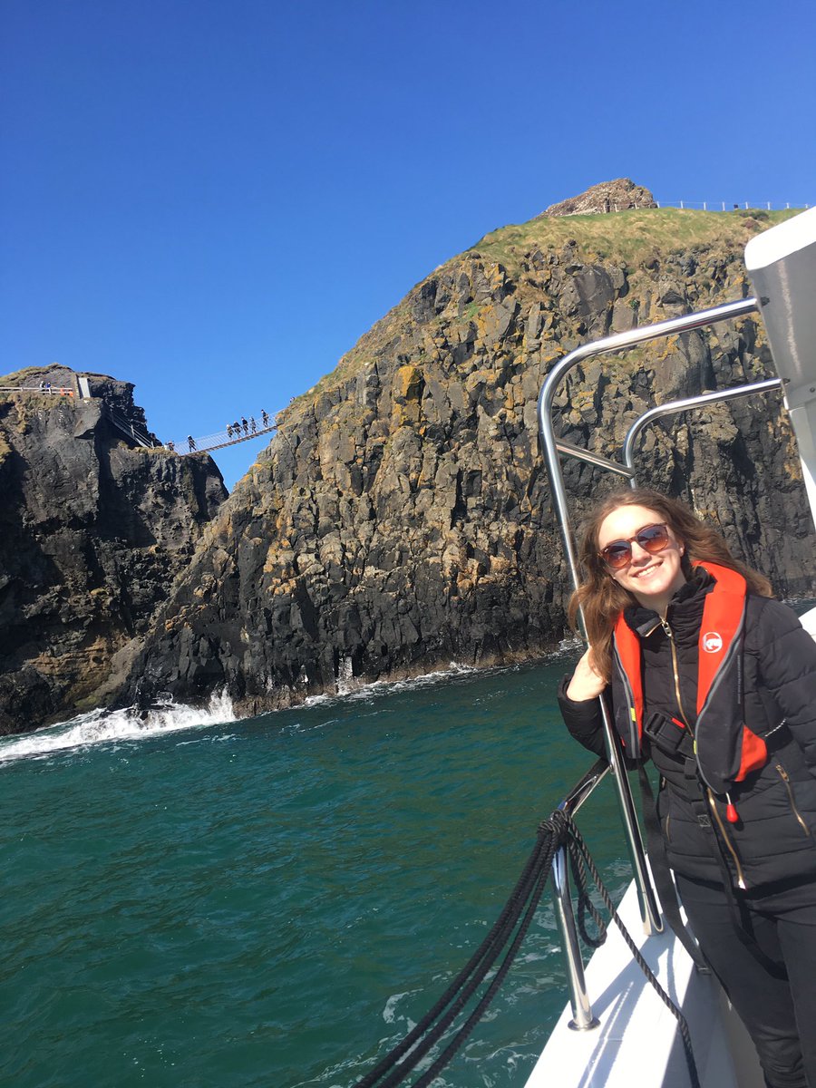 orla_howells's tweet photo. Nice to be at the bottom of the Carrick-A-Rede Rope Bridge rather than the top, beautiful boat trip with #Aquaholics with stunning views of the Causeway Coast ☀️ #GOTterritory @DiscoverNI https://t.co/mVu28phsJg