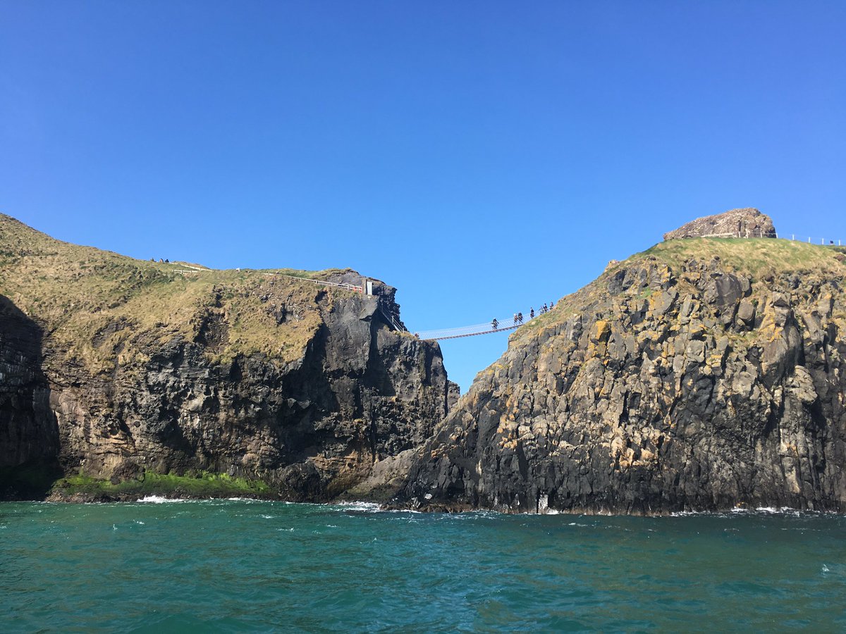 orla_howells's tweet photo. Nice to be at the bottom of the Carrick-A-Rede Rope Bridge rather than the top, beautiful boat trip with #Aquaholics with stunning views of the Causeway Coast ☀️ #GOTterritory @DiscoverNI https://t.co/mVu28phsJg