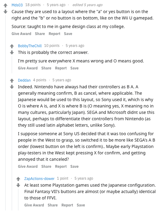 cultural differences are complicated to navigate  https://www.reddit.com/r/Games/comments/1f3ron/why_is_o_yes_an_x_no_in_japanese_playstation/