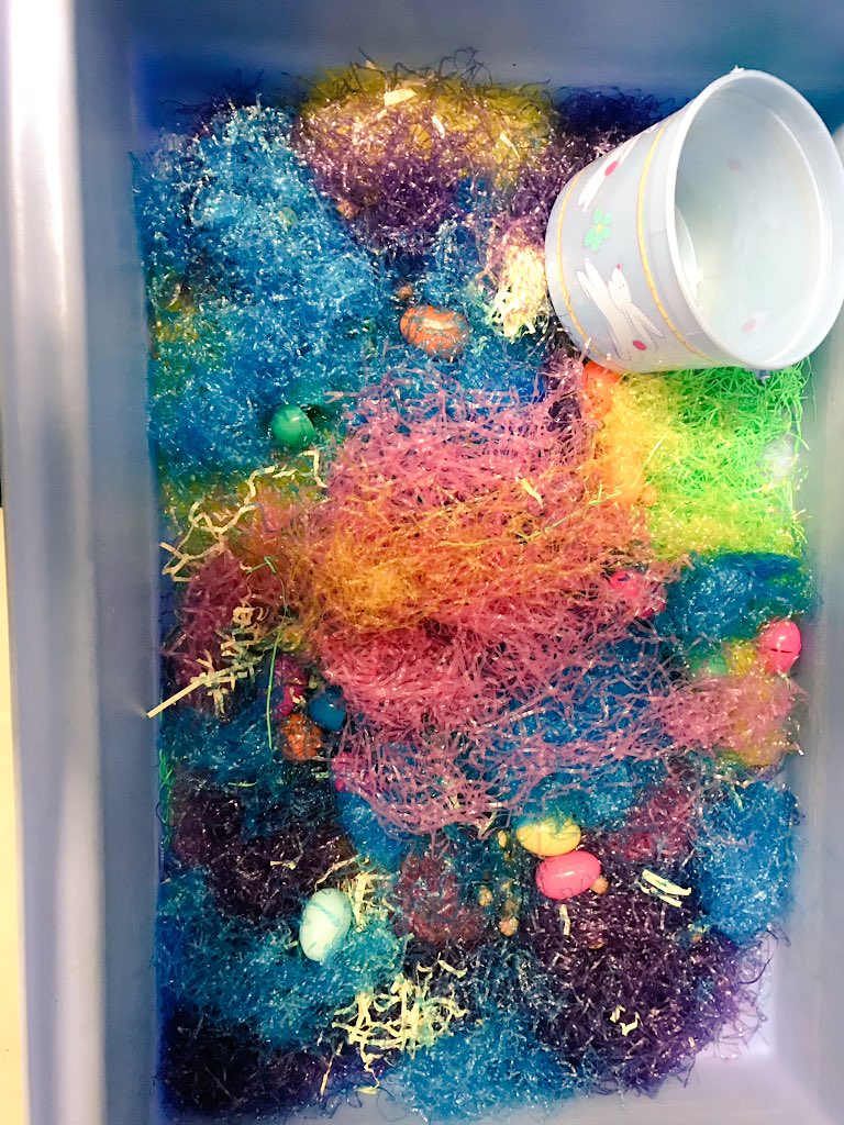 MissRutzki's tweet photo. Sensory Bin Fun! #easter #kindergarten #april @WapellaSchool https://t.co/3KdJMbj1va