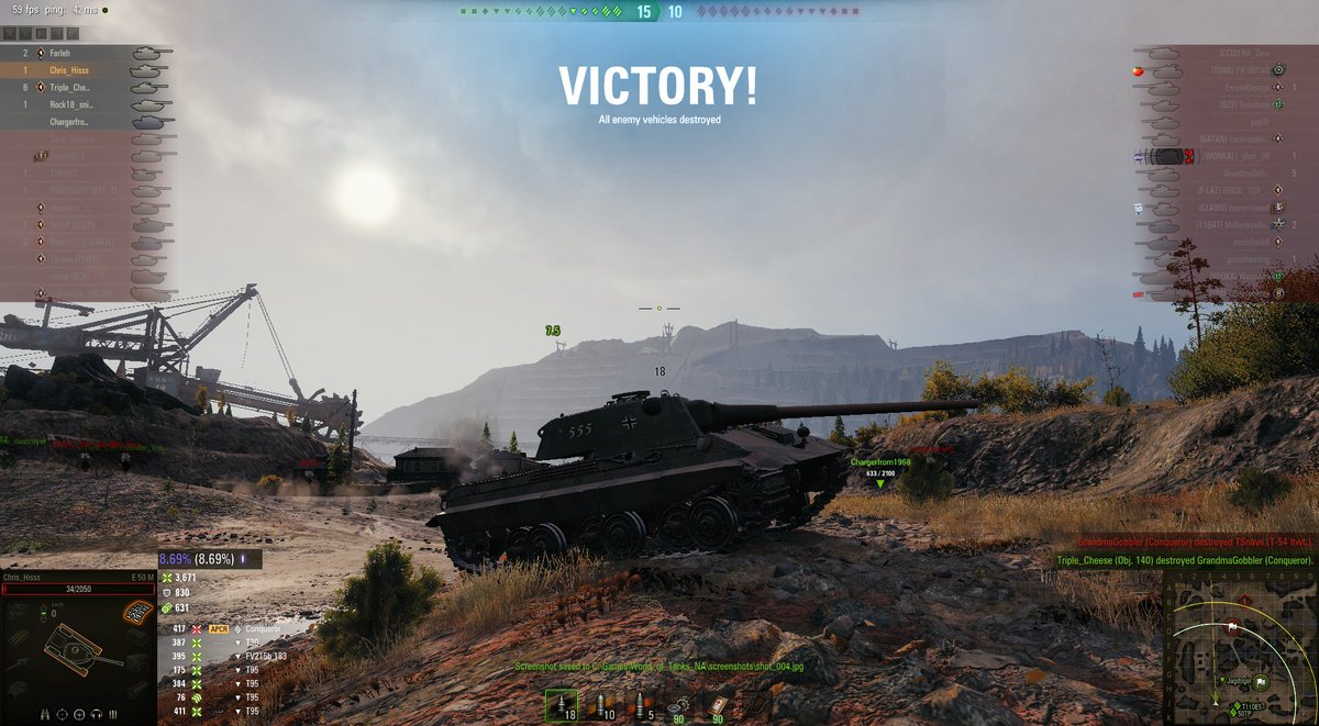 Chris_Hisss's tweet photo. Ah, the beautiful #E50M conquering the battlefield. #WOT https://t.co/KxCCUSaDWo