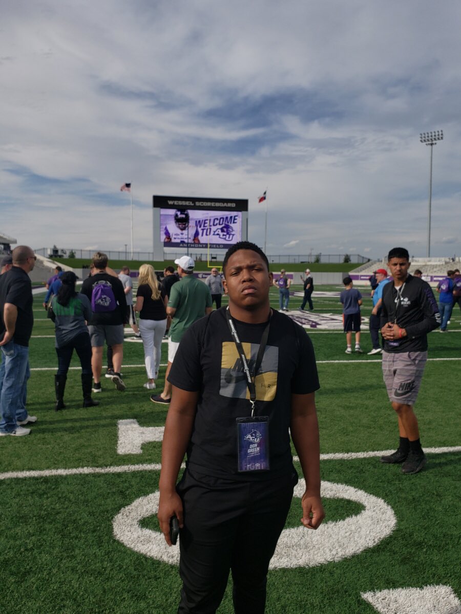DonGreenR's tweet photo. Had a great time @ACUFootball junior day yesterday thanks for the invite @AdamDorrel @CoachRyanGent @CoachDixonDBs https://t.co/1dZwU90QhV