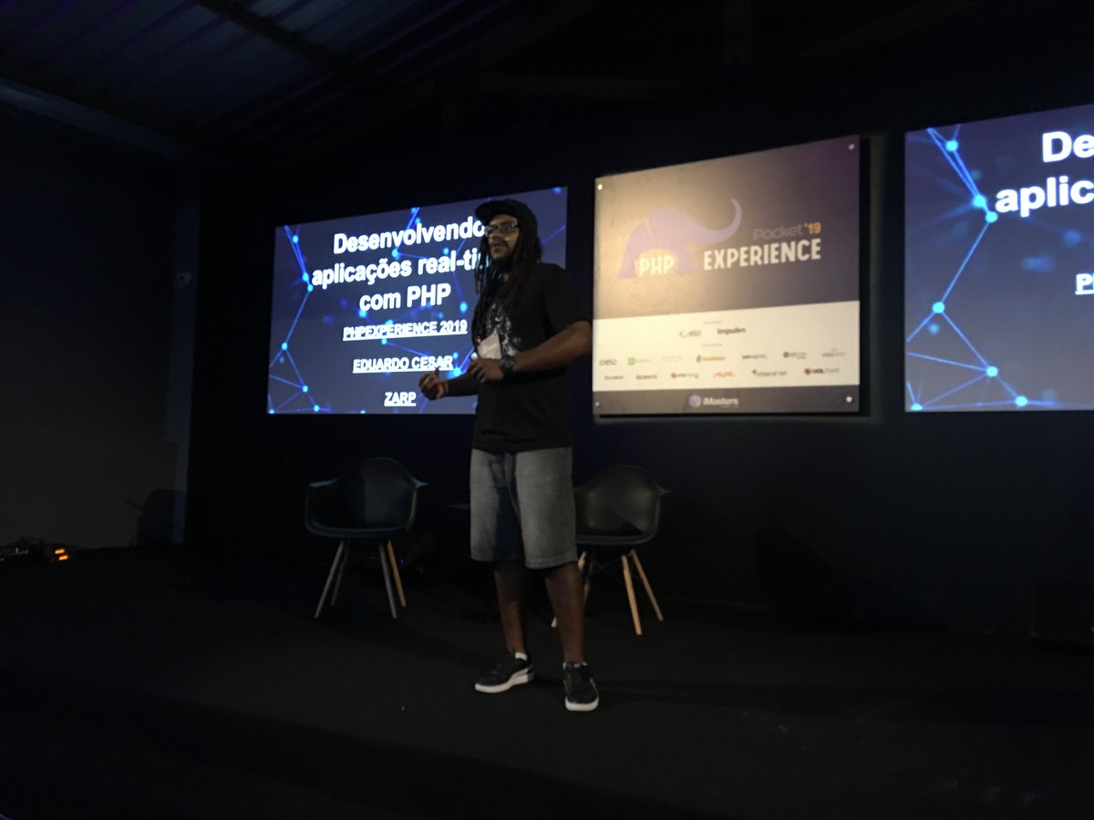 marcelgsantos's tweet image. O Eduardo César apresentando a sua palestra &apos;Desenvolvendo aplicações real-time com PHP&apos; no #PhpExperience no @iMasters. Uma palestra muito bem fundamentada e executada. Ótima apresentação! ;) #php #phpsp #phpx2019