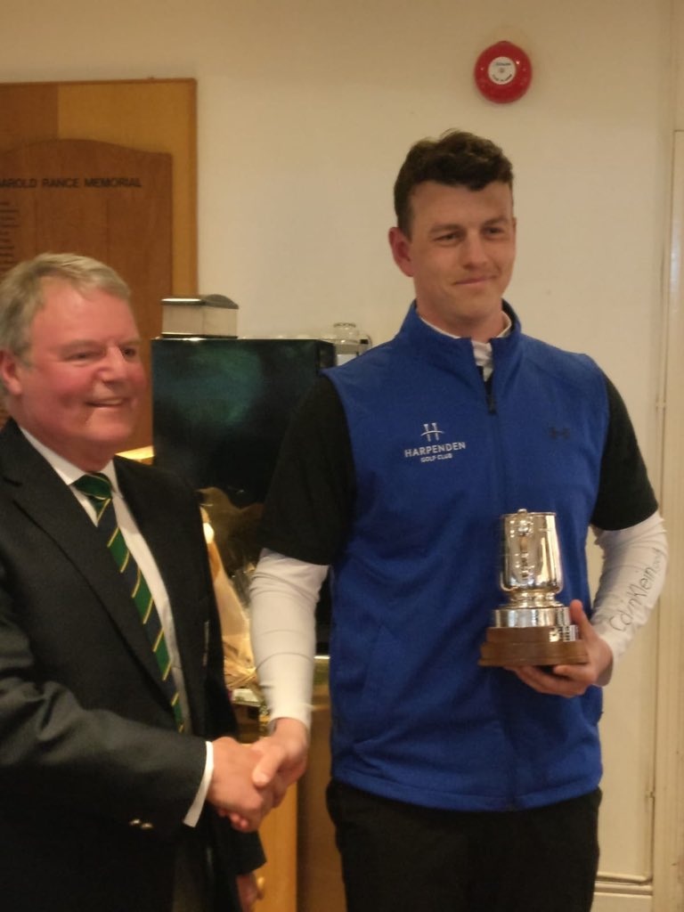 HarpendenGC's tweet photo. Delighted to hear the fantastic news that @JossGosling won the #BerkhamstedTrophy. Congratulations from all at Harpenden GC, these wins require a lot of hard work and determination. Well done @BerkhamstedGolf on hosting this great event. https://t.co/LrPI5PqeyK