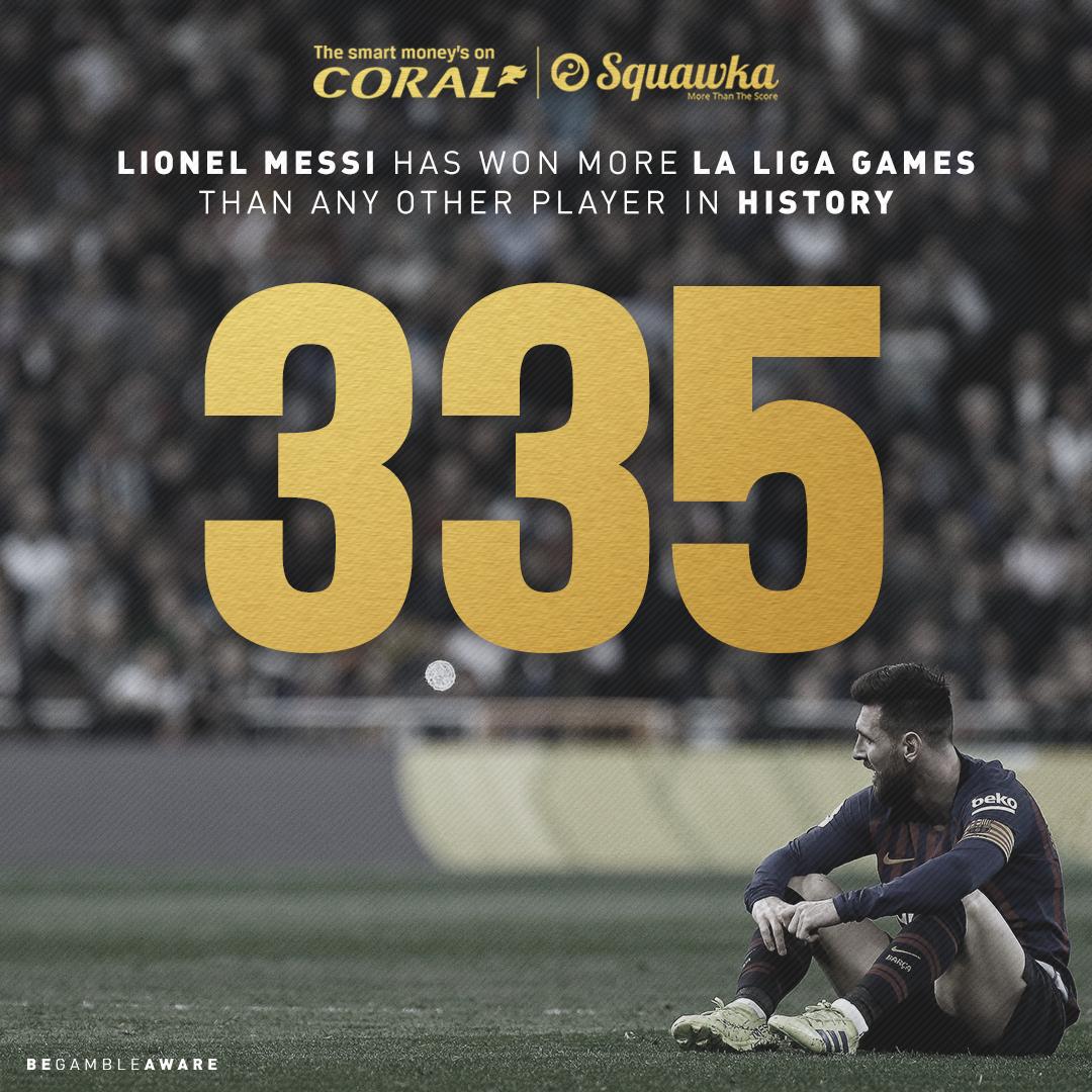 Coral's tweet photo. RECORD: Lionel Messi has now won more La Liga games than any other player in the competition’s history.

It’s officially his league now. 🐐 https://t.co/qlDrnbR7Du