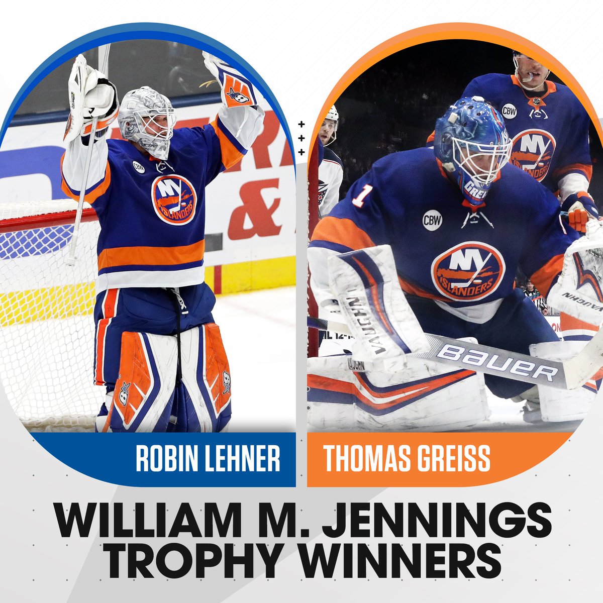 NBCSportsHockey's tweet photo. With a shutout tonight the @NYIslanders have locked up the William M. Jennings Trophy awarded to the goalkeeper(s) having played a minimum of 25 games for the team with the fewest goals scored against it. https://t.co/UZ6lZuWSGO