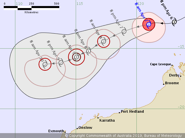 BOM_WA's tweet photo. Tropical Cyclone Wallace lies over open water well to the northwest of the Kimberley coast. Wallace will not directly impact the WA coast over the next few days. #CycloneWallace https://t.co/B1MVXBYXhh https://t.co/nQBtHtIGSz