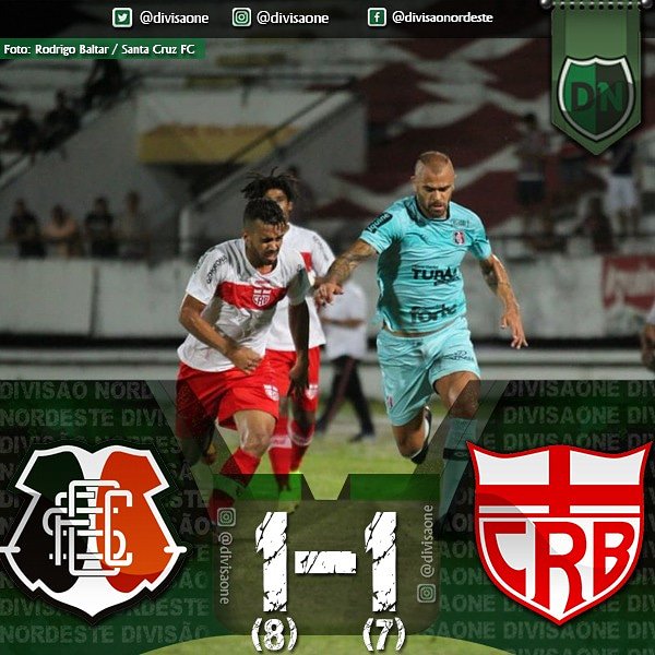 divisaone's tweet photo. #SantaCruz vence o #CRB nos pênaltis e avança à semifinal da Copa do Nordeste.

#VamoSanta #VemProArruda #SantaÉSuperação #SantaForte #AvanteSantaCruz #Santinha
#CopaDoNordeste #Nordestão 
#GaloFiel #Galo #AvanteRegatas #TemQueRespeitarOGalo #FechadoComOGalo #dne #divisaonordeste https://t.co/WBOHavjXJT