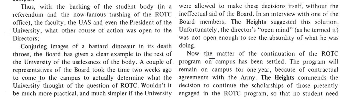 11/x Imagine the Heights writing this today! (I know, you can’t)“Conjuring images of a bastard dinosaur in its death throes, the Board has given a clear example to the rest of the University of the uselessness of the body.”