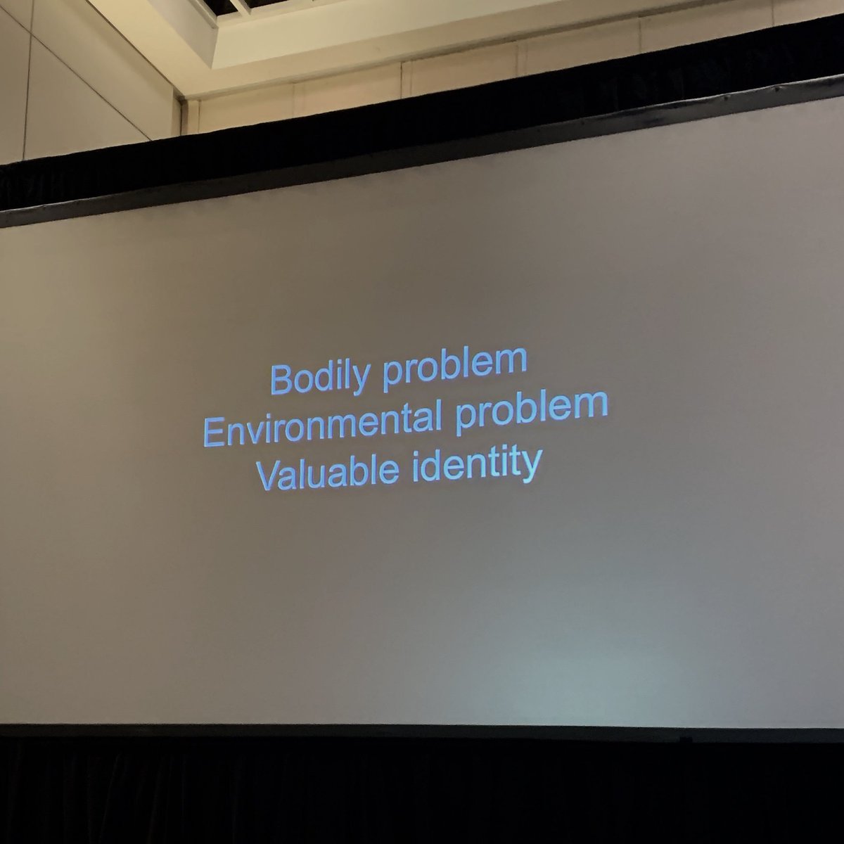 PorPortPorter's tweet photo. Incredible talk by @Josh_A_Halstead about shifting the disability paradigm; from a problem of the body, to a problem of the environment, to an identity to be honored. #AIGAdesignconf https://t.co/QqEa40n2y1